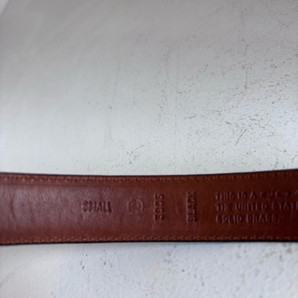 Vintage Coach Classic Black French Calfskin Belt with Gold Brass Oval Buckle S - Picture 5 of 6